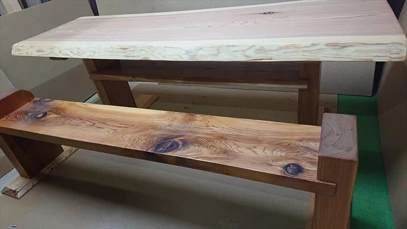 ダイニングテーブル・ベンチ オイル塗装済み-杉